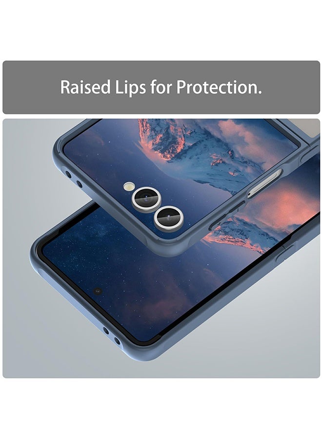 Wffo Compatible with Samsung Galaxy Z Flip 7 Case - Translucent Frosted Phone Case - PC Durable Phone Protector - TPU Shockproof Protective Case - Blue - Image 4